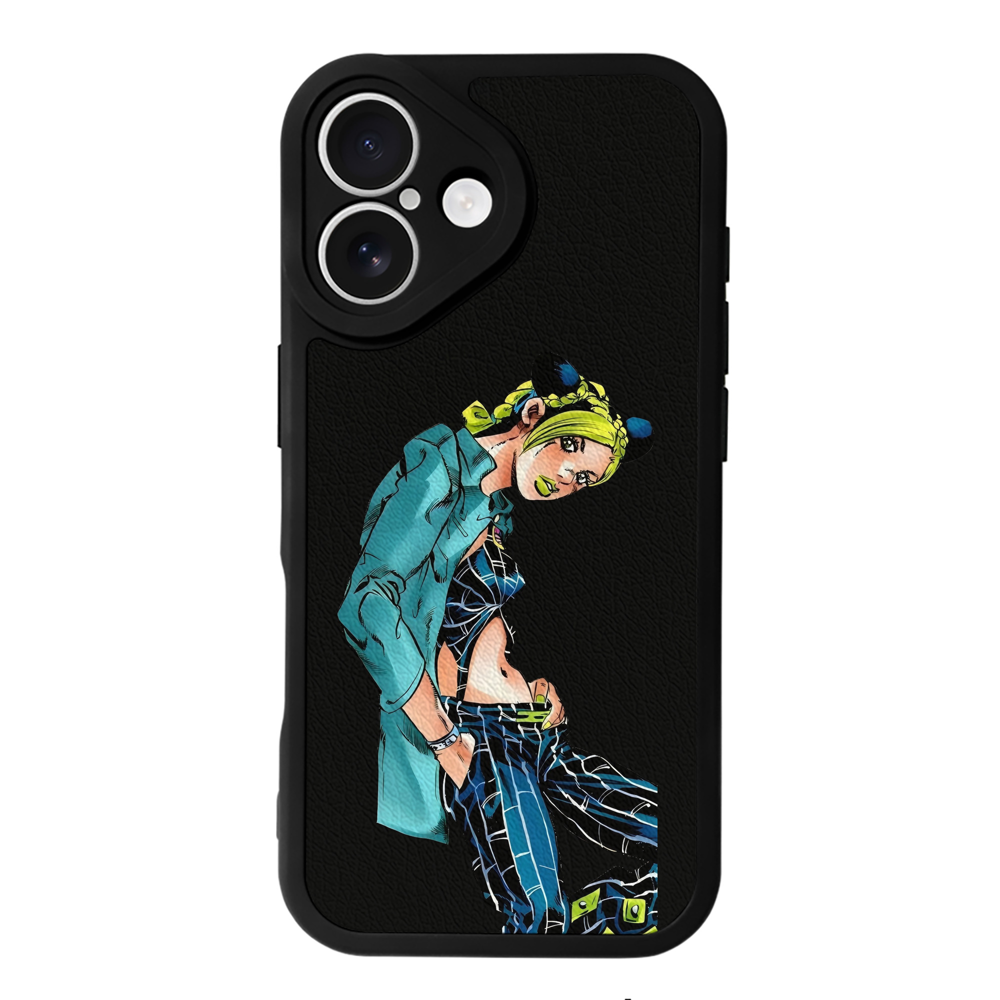 （画像用） "ジョジョの奇妙な冒険 くうじょう ジョリーン JoJo's Bizarre Adventure Jolyne Cujoh " 【iPhone 16シリーズ対応】シリコンスマホケース（レザー調） 材質：シリコン